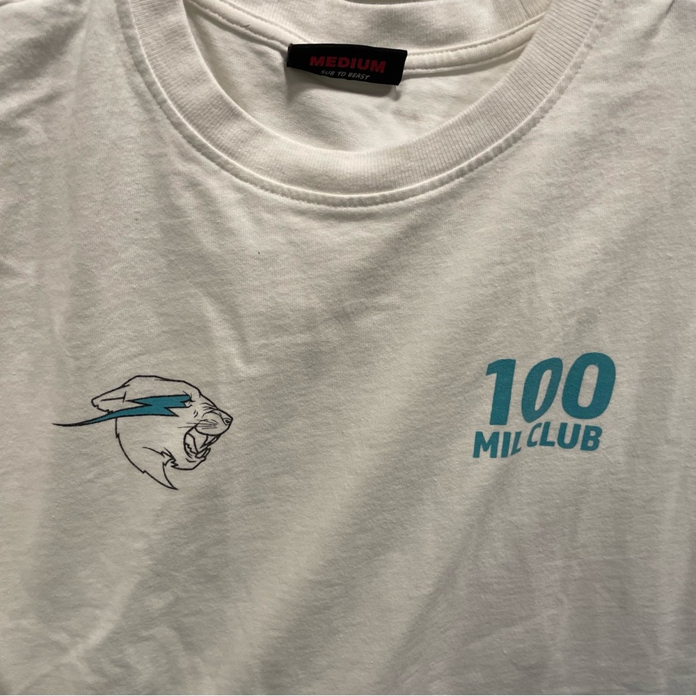 Mr. Beast 100 Mil Club White thick T-Shirt